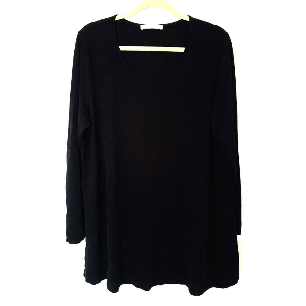 Marina Rinaldi Black Viscose T Shirt Tunic Blouse Stretchy Crew Neck Top Sz XL